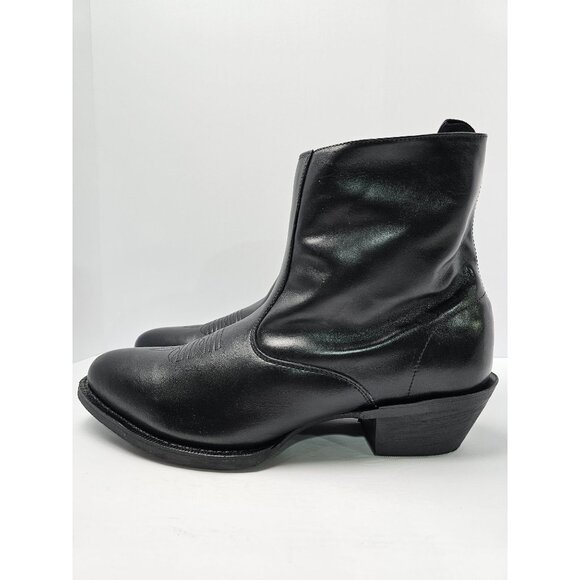 Laredo Mens Black Leather Western Ankle Boots With Side Zipper Size 13 EW - Picture 1 of 7